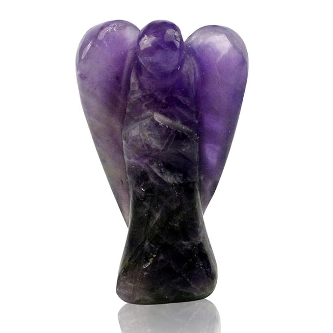 WAVS Energised Amethyst Angel Crystal Stone Angel Size 2 Inch Approx.