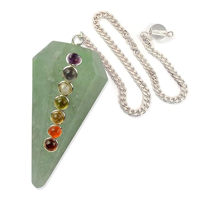 Natural Stones Jade Dowser 7 Chakra Pendulum 6 / Six Faceted Crystal Stone Dowser Pendulum Dowsing for Healing Gemstones (Green Jade)