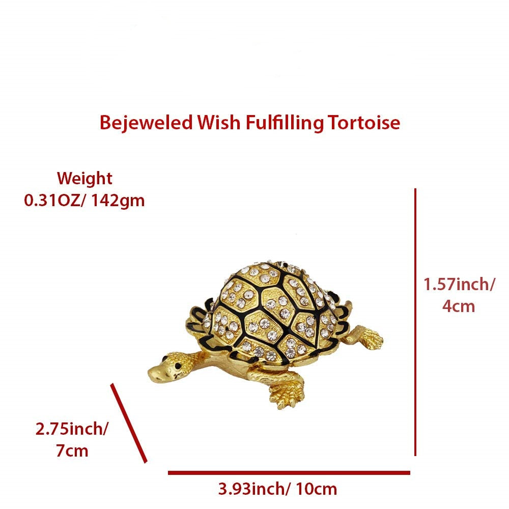 Bejeweled Fengshui Wish-Fulfilling Golden Tortoise White Aura Vastu Store