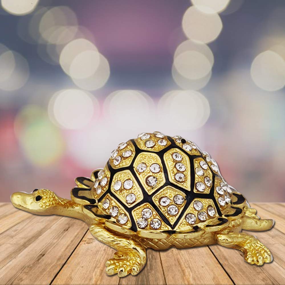 Bejeweled Fengshui Wish-Fulfilling Golden Tortoise
