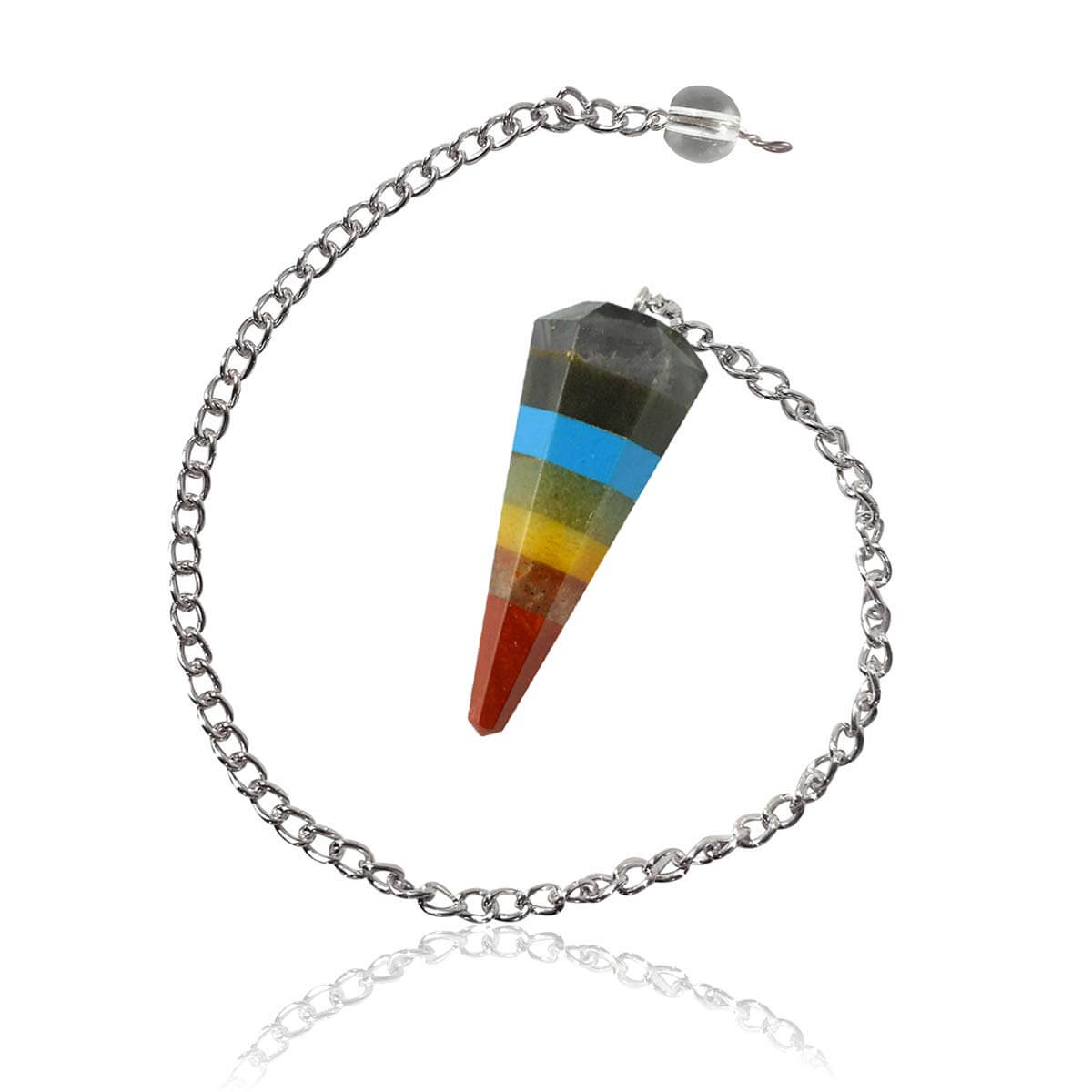 WAVS Energised 7 Chakra Stones Faceted Dowsing Pendulum White Aura Vastu Store