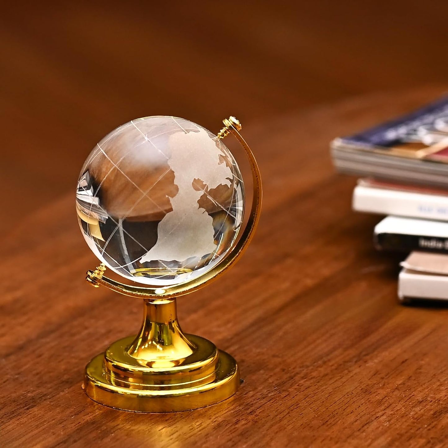 Fengshui Crystal Ball with Golden Stand for Positive energy Success and prosperty White Aura Vastu Store