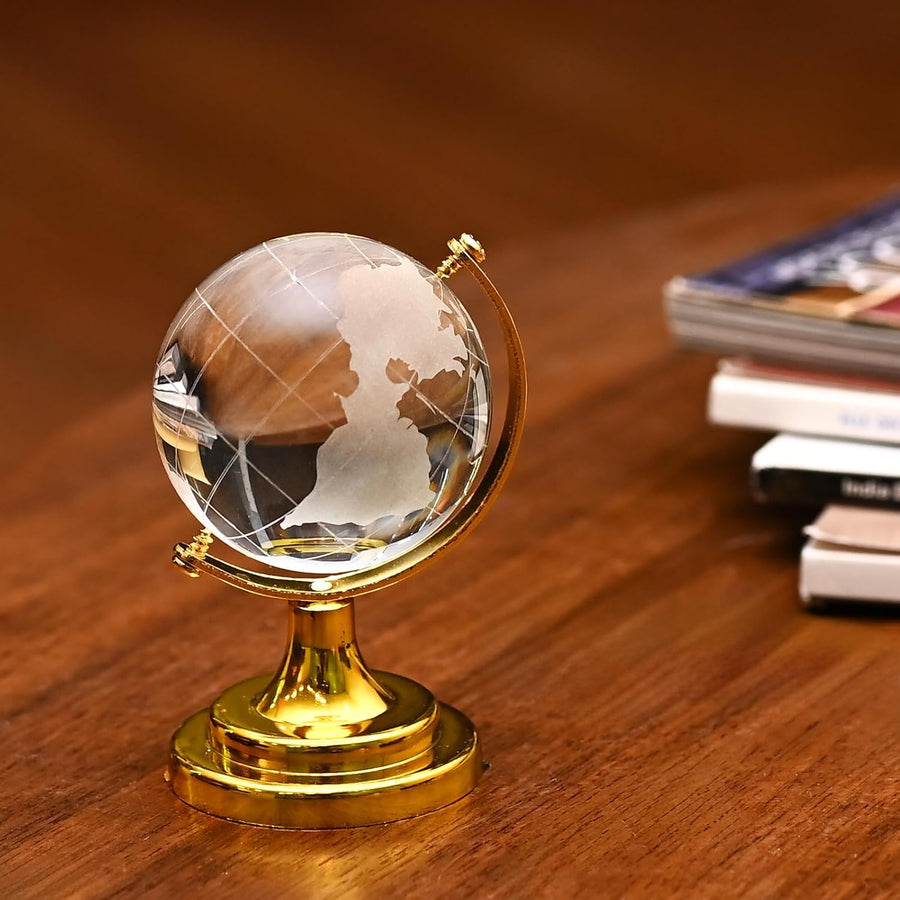 Fengshui Crystal Ball with Golden Stand for Positive energy Success and prosperty White Aura Vastu Store