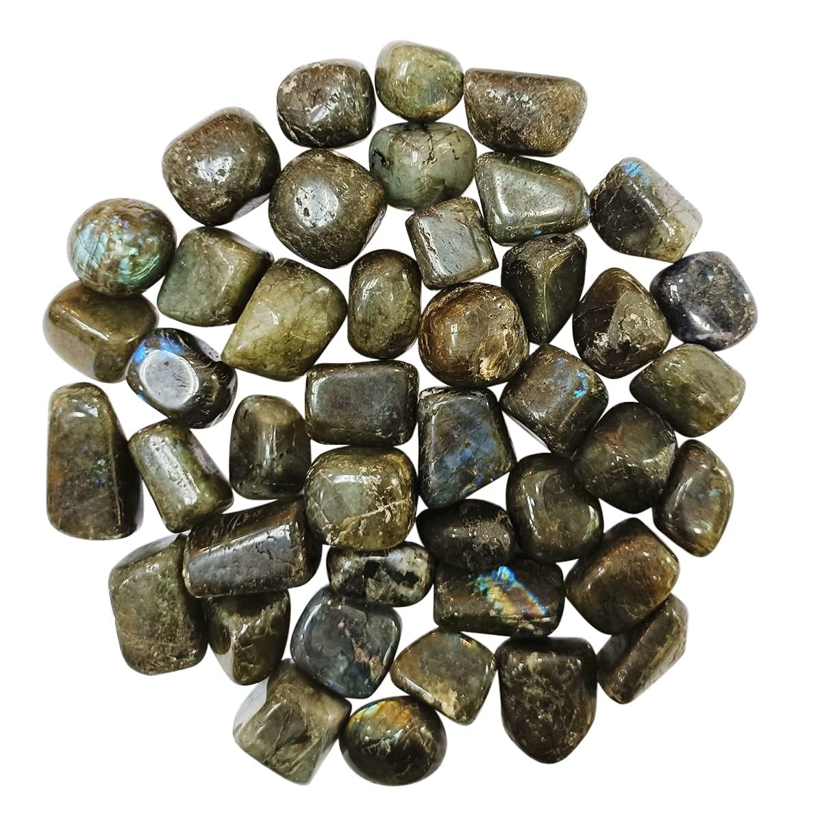 Labradorite Tumbled Stones Kit for Reiki Healing and Energy Balance - Chakra Alignment and Feng Shui Home Decor - 100 Grams White Aura Vastu Store