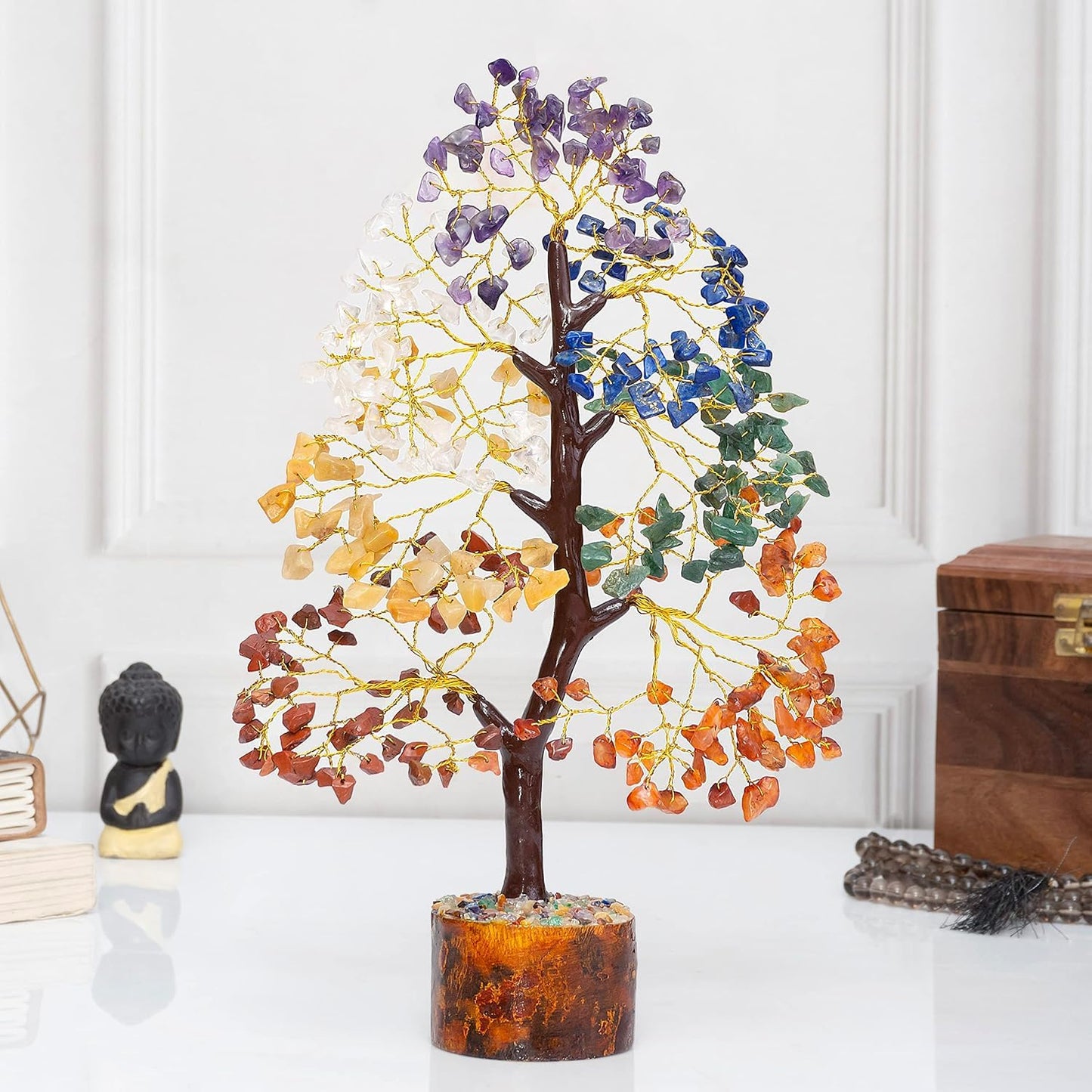 7 Chakra Crystal Tree Healing 300 Beads | Seven Chakra Tree | Spiritual Gifts for Good Luck