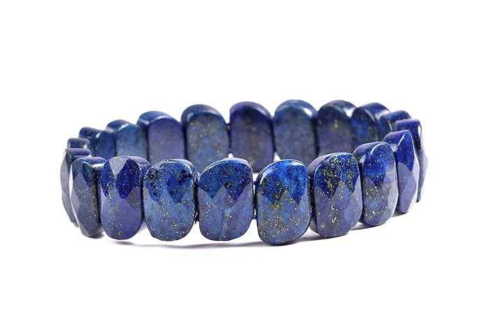 WAVS Lapis Lazuli Hexotic Faceted Shaped Cut Stone Crystal Bracelet White Aura Vastu Store
