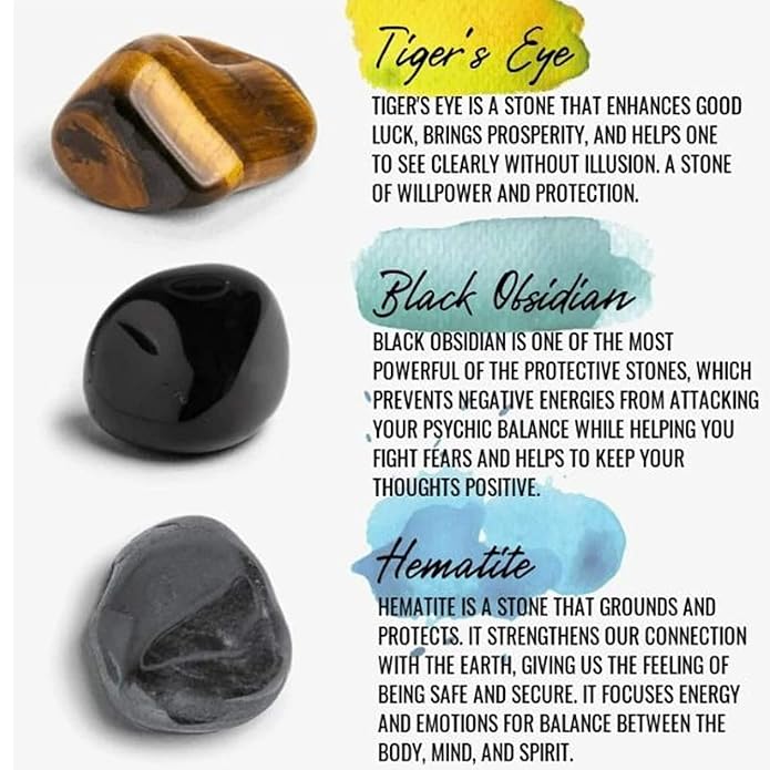Tiger Eye- Hematite-Black Obsidian Bracelet – Double Layer for Protection, Remove Negative Energy . White Aura Vastu Store