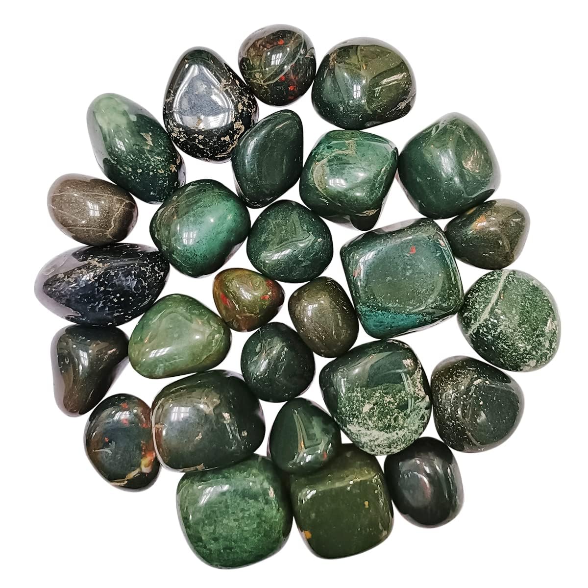 Bloodstone Tumbled Stones Kit for Reiki Healing and Energy Balance - Chakra Alignment and Feng Shui Home Decor - 100 Grams White Aura Vastu Store