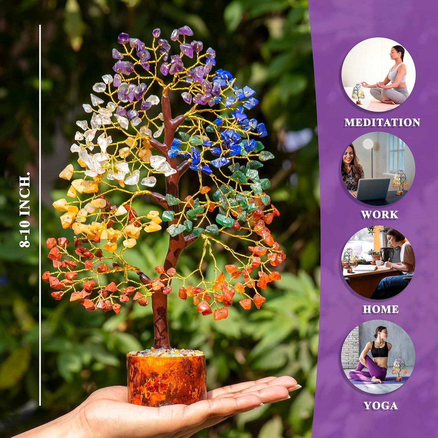 7 Chakra Crystal Tree Healing 300 Beads | Seven Chakra Tree | Spiritual Gifts for Good Luck