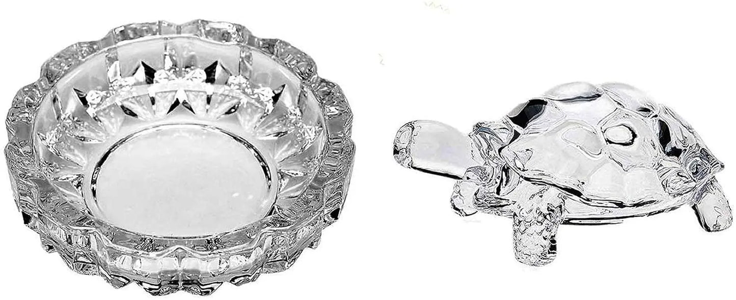Crystal tortoise with bowl White Aura Vastu Store