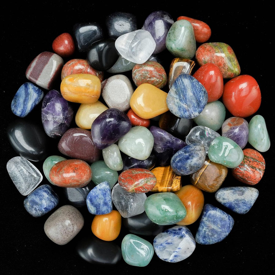 Mix Assorted Tumbled Stones Kit for Reiki Healing and Energy Balance - Chakra Alignment and Feng Shui Home Decor Assorted Tumbles -100 Grams White Aura Vastu Store