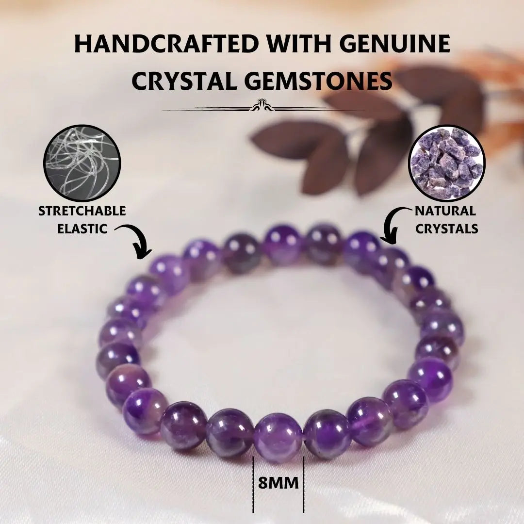 Energised Purple Amethyst Crystal Bracelet with Certificate