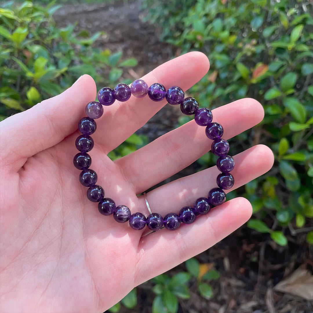 Energised Purple Amethyst Crystal Bracelet with Certificate White Aura Vastu Store