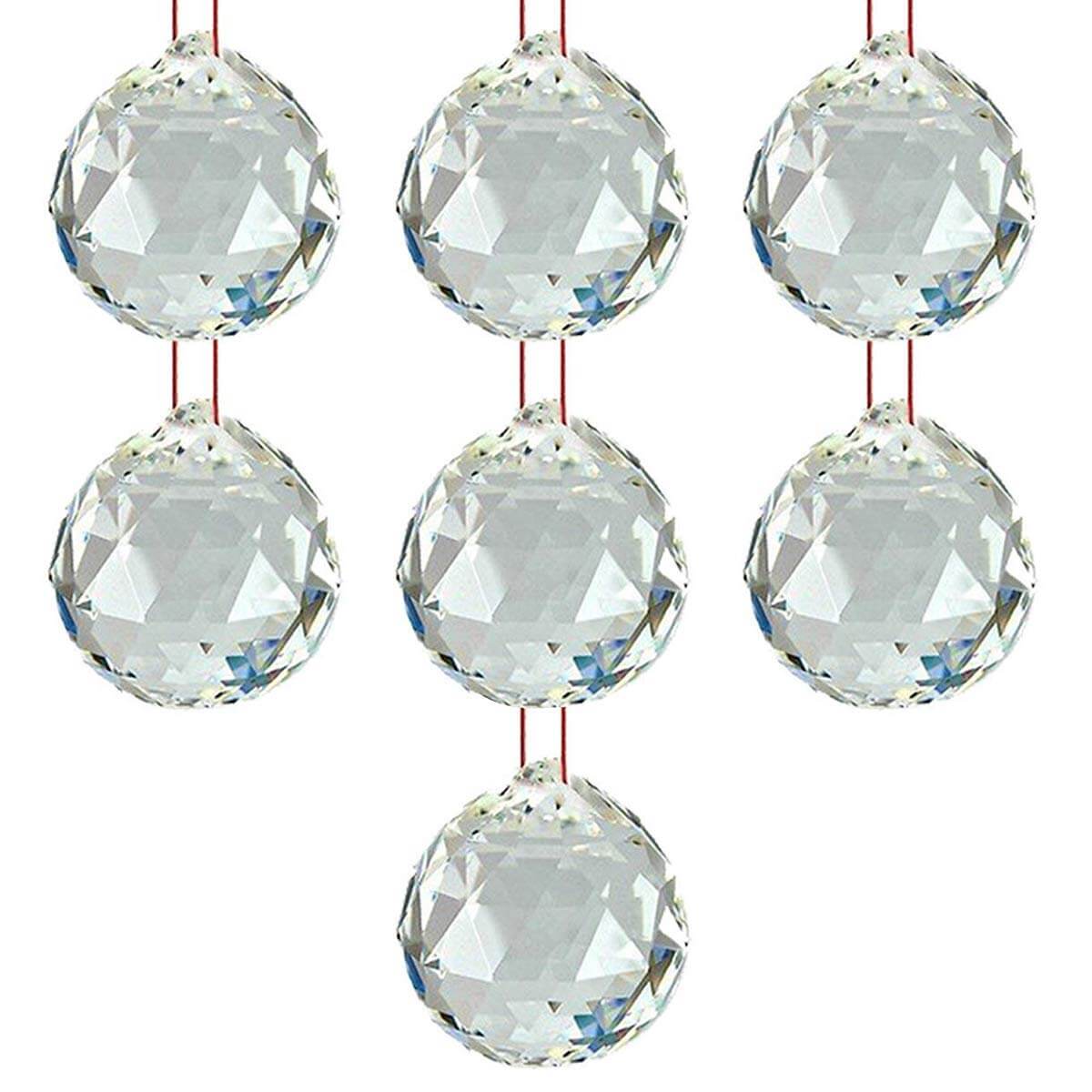 40mm Hanging Crystal Ball (Set of 7) White Aura Vastu Store