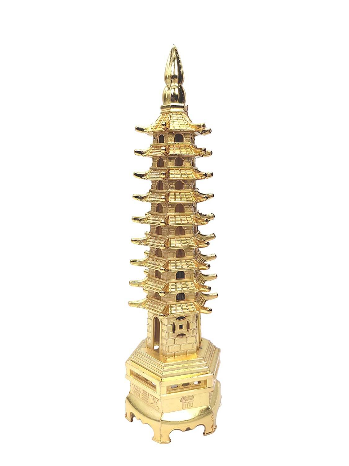 Feng Shui Golden Metal Education Pagoda Tower 9 Layers White Aura Vastu Store