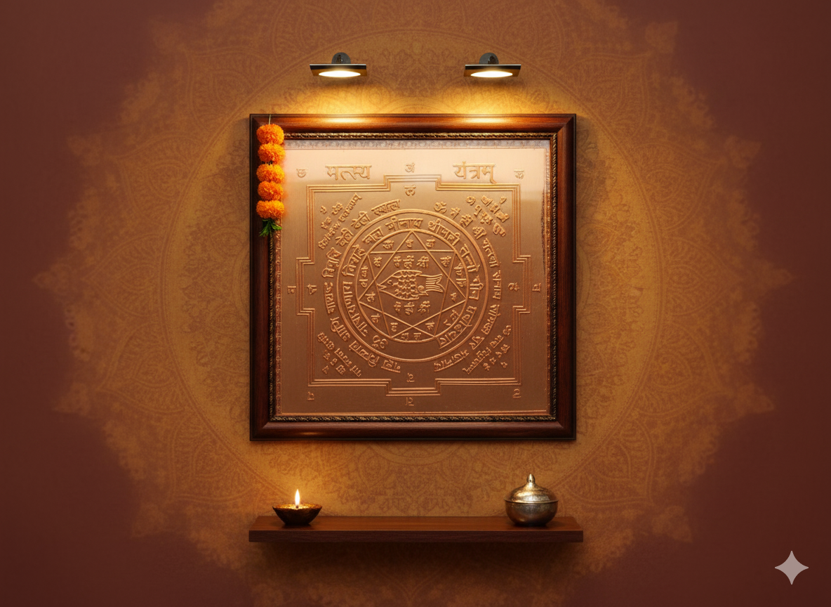 Matsya Yantra in Pure Copper – Lord Vishnu Protection & Prosperity Vastu Yantra White Aura Vastu Store