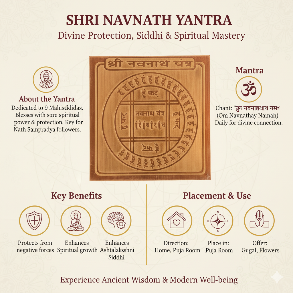 Energised Sri Navnath Yantra Copper White Aura Vastu Store