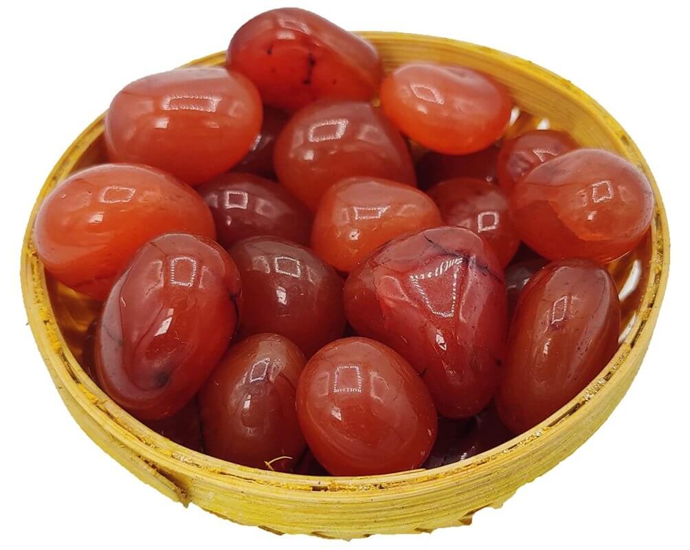 Natural Red Carnelian Crystal Pebbles Tumbled White Aura Vastu Store