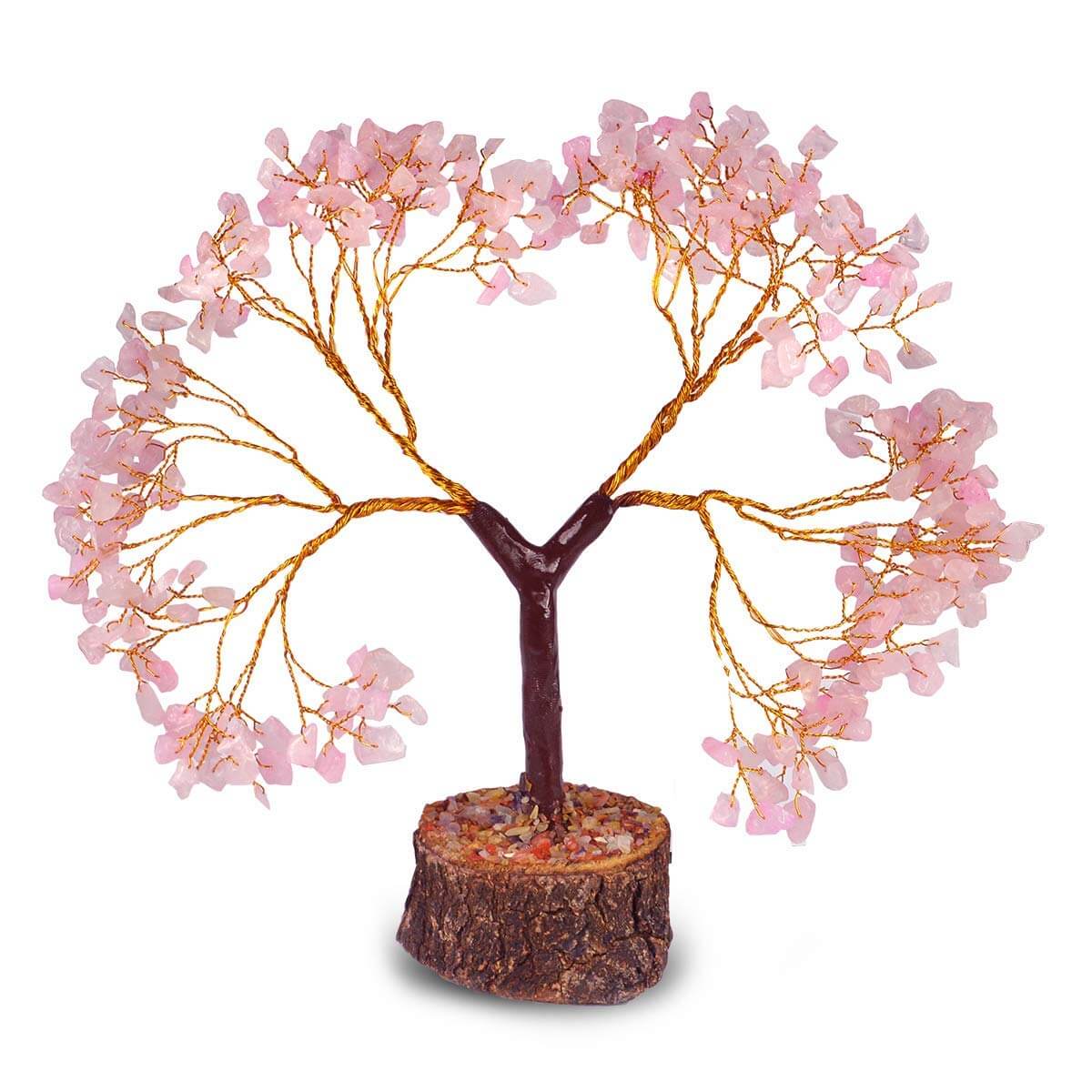 WAVS Home Decorative Rose Quartz Crystals Tree 300 Beads White Aura Vastu Store