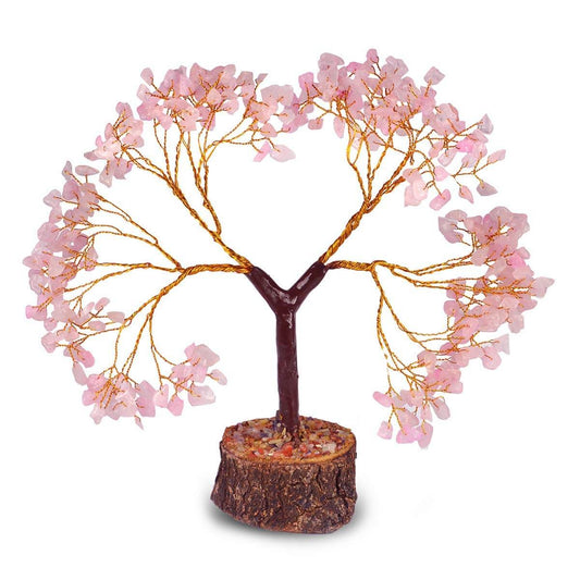 WAVS Home Decorative Rose Quartz Crystals Tree 300 Beads White Aura Vastu Store