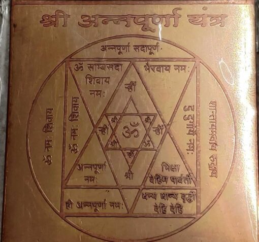 Energised Shri Annapurna Yantra (Copper) White Aura Vastu Store