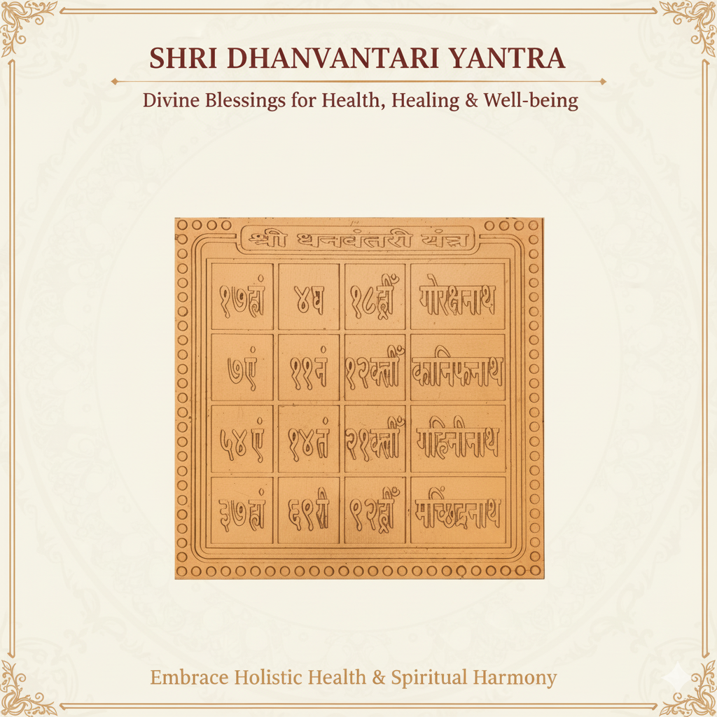 Energized Dhanvantri Yantra Copper | Ayurvedic Healing & Health Prosperity Yantra White Aura Vastu Store