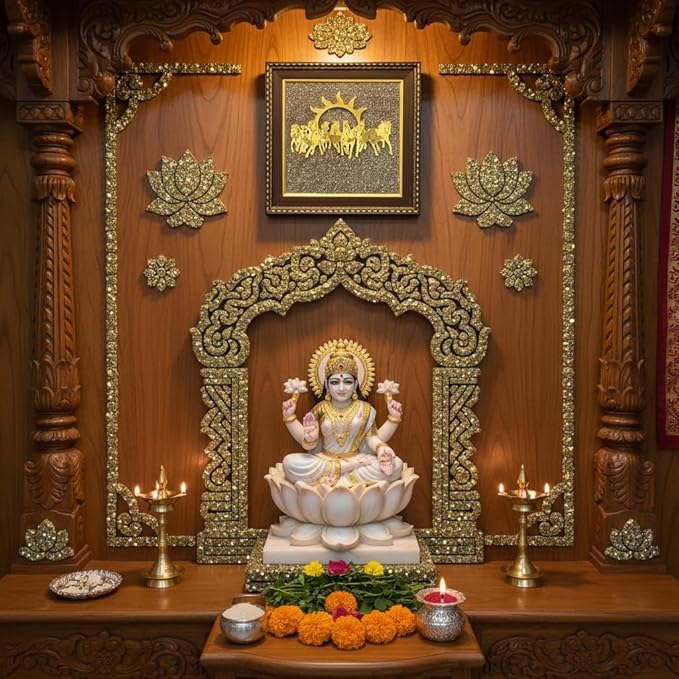 Pyrite Stone Frame with Vastu Seven Running Horses with Sun to Attract Money | Protection and Chakra Healing - Wooden Photo Frame Wall Decor Items for Living Room