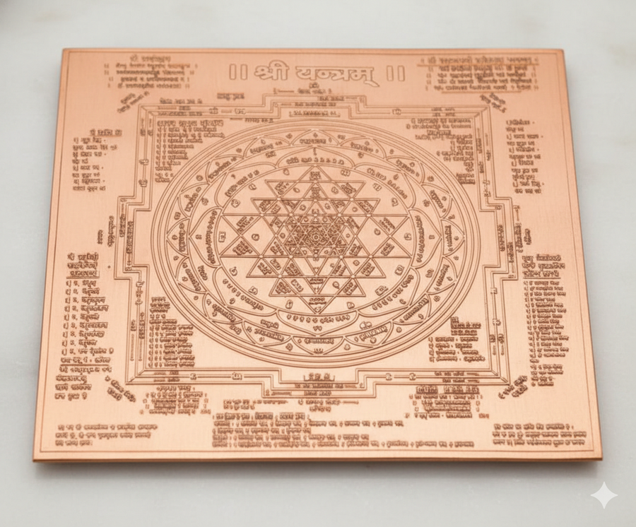 Energised Shree Yantra Copper | Sri Yantra Copper White Aura Vastu Store