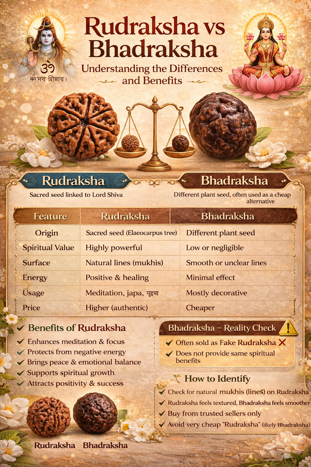 Rudraksha Vs Bhadraksha: Understanding the Differences and Benefits White Aura Vastu Store