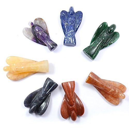 Set of 7 Chakra Angels 2'' Angel Gemstone White Aura Vastu Store