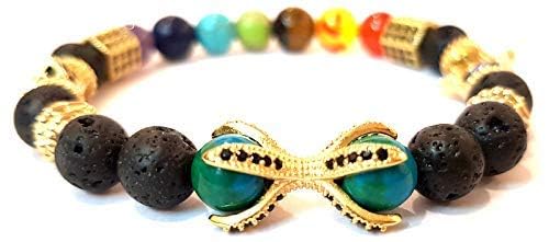 Energised 7 chakra lava stone bracelet White Aura Vastu Store