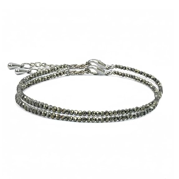 Raw Pyrite Anklet for Women | Natural Stone Jewelry for Protection, Wealth & Energy | Spiritual & Healing Bracelet White Aura Vastu Store