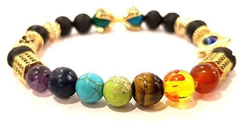 Energised 7 chakra lava stone bracelet White Aura Vastu Store