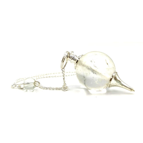 Clear Crystal Ball Dowsing Pendulum - Brass Pendulum for Reiki Healing, Meditation, and Vastu Home Decor