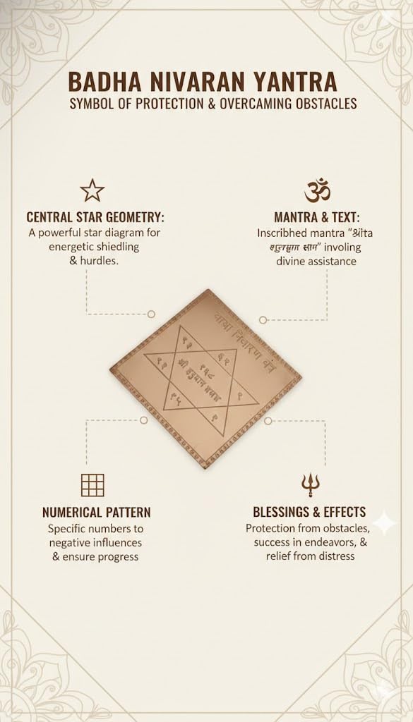 Energised Badha Nivaran Yantra (for Protection and Removal of Obstacles) (4 inches) White Aura Vastu Store