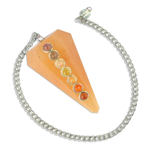 Natural Stones Jade Dowser 7 Chakra Pendulum 6 / Six Faceted Crystal Stone Dowser Pendulum Dowsing for Healing Gemstones (Citrine )