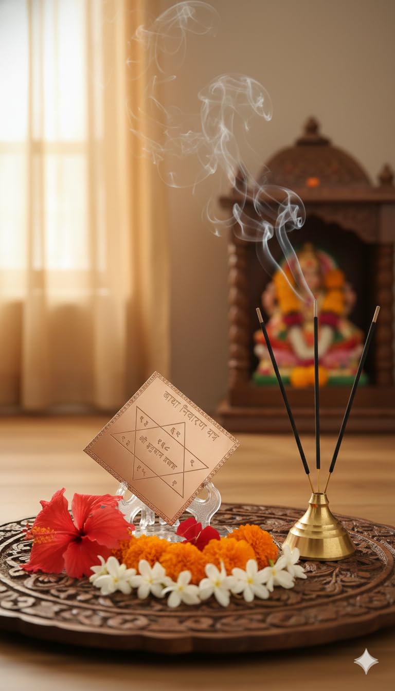 Energised Badha Nivaran Yantra (for Protection and Removal of Obstacles) (4 inches) White Aura Vastu Store