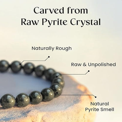 Original Raw Pyrite Bracelet Certified | Attracts Money and Boost Confidence | Astrology Bracelet for Men and Women