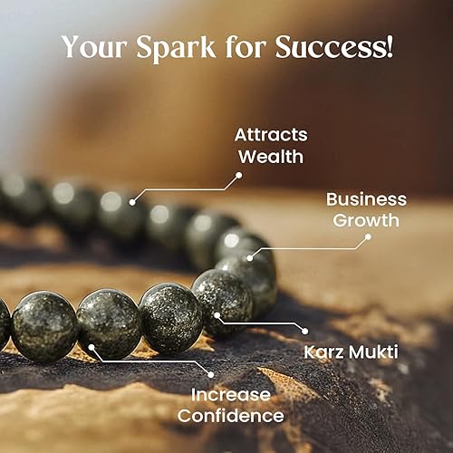 Original Raw Pyrite Bracelet Certified | Attracts Money and Boost Confidence | Astrology Bracelet for Men and Women White Aura Vastu Store