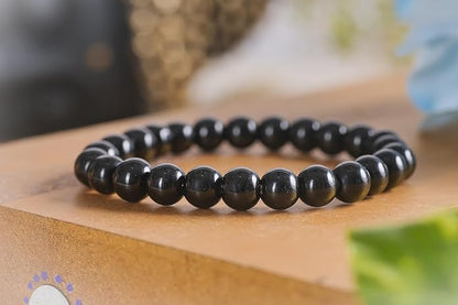 Original Black Tourmaline Crystal Bracelet with Lab Certificate - Natural Energised Black Stone Bracelet for Protection Healing, Positivity, Evil Eye, and Nazar