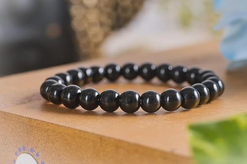 Original Black Tourmaline Crystal Bracelet with Lab Certificate - Natural Energised Black Stone Bracelet for Protection Healing, Positivity, Evil Eye, and Nazar White Aura Vastu Store