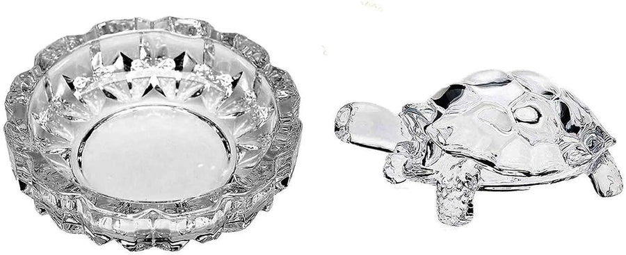 Crystal tortoise with bowl White Aura Vastu Store