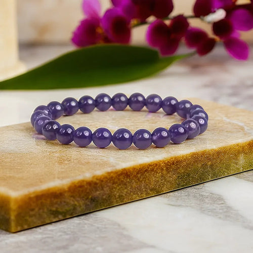 Energised Purple Amethyst Crystal Bracelet with Certificate White Aura Vastu Store