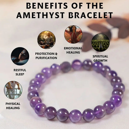 Energised Purple Amethyst Crystal Bracelet with Certificate