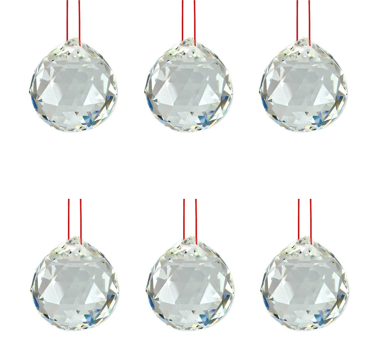 Crystal Hanging Balls Set of 6 White Aura Vastu Store