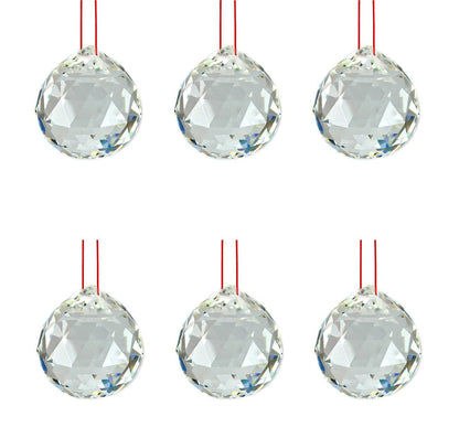 Crystal Hanging Balls Set of 6 White Aura Vastu Store