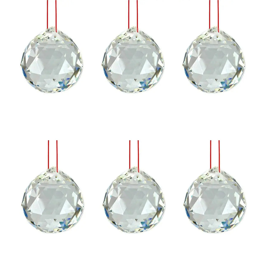 Crystal Hanging Balls Set of 6 White Aura Vastu Store