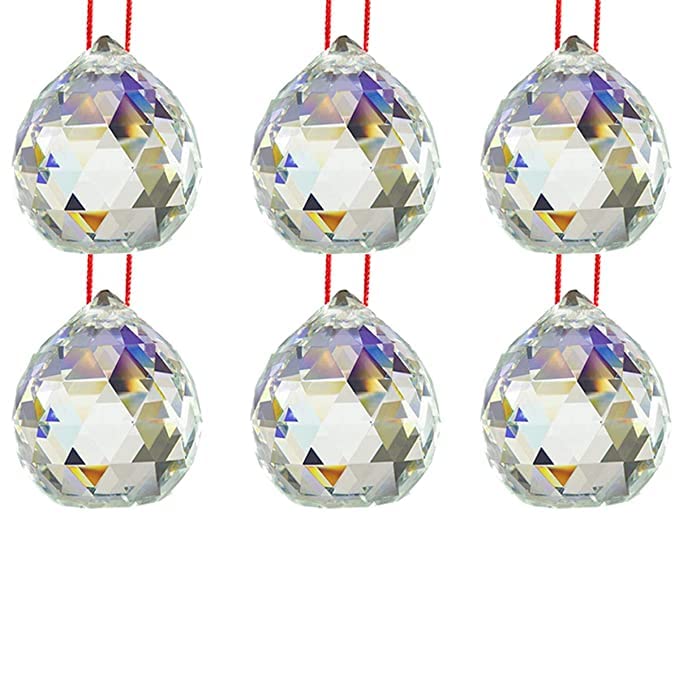 Crystal Hanging Balls Set of 6 White Aura Vastu Store