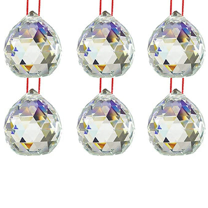 Crystal Hanging Balls Set of 6 White Aura Vastu Store