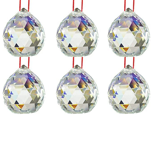 Crystal Hanging Balls Set of 6 White Aura Vastu Store